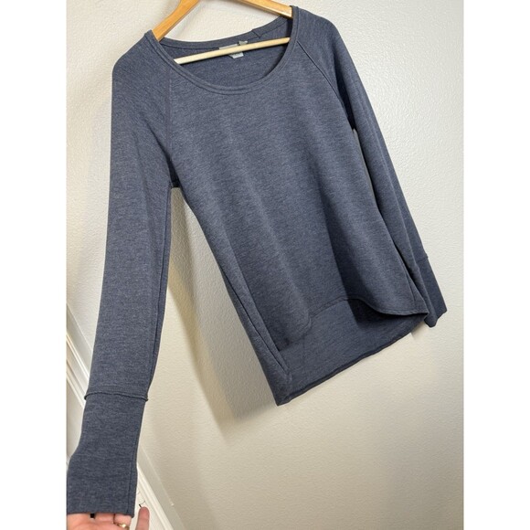 Athleta Women's Size S French Terry Long Sleeve Pullover Sweatshirt High Low Top - Picture 2 of 9